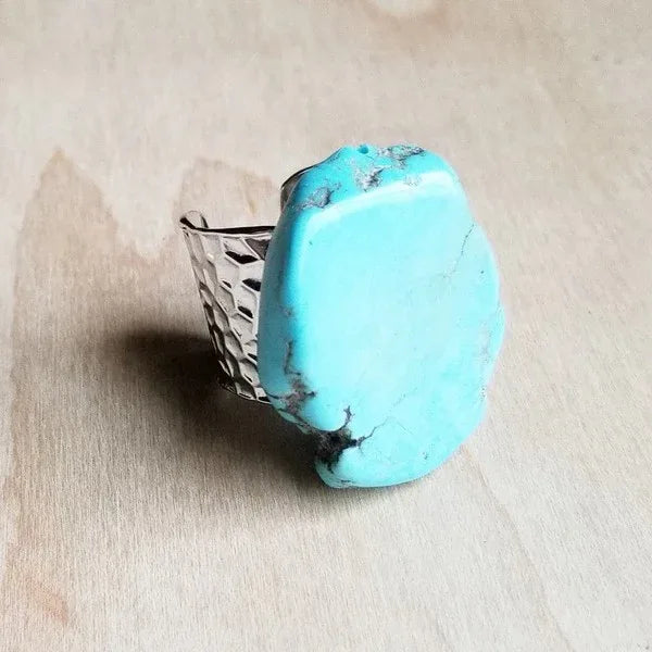 Blue Turquoise Slab Ring - Western Grace Collective