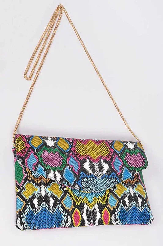 Multi Color Python Printed Convertible Envelope - Western Grace Collective