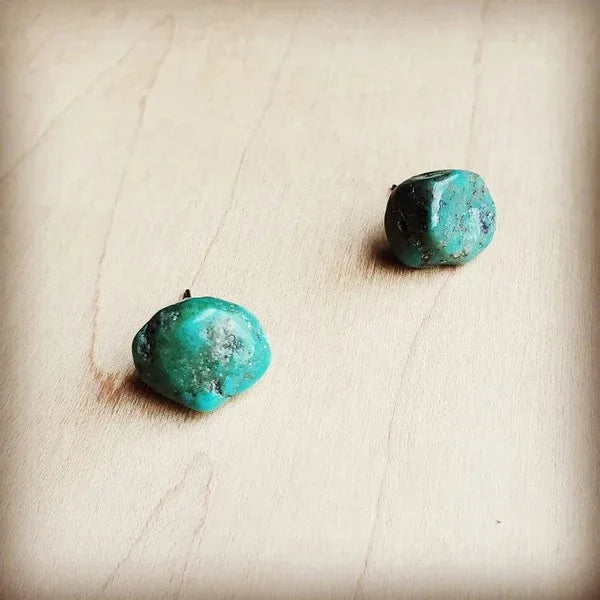 Natural Green Turquoise Stud Earrings - Western Grace Collective