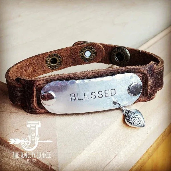 Blessed Hand Stamped Leather Cuff - Western Grace Collective