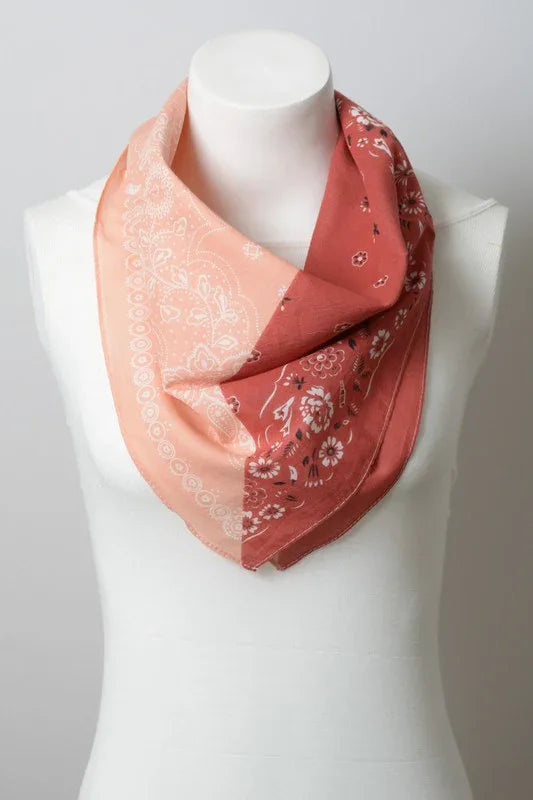 Two Tone Western Floral Bandana - Western Grace Collective