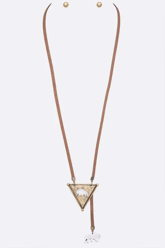 Cutout Bear Western Long Pendant Necklace Set - Western Grace Collective