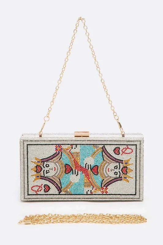 QUEEN Poker Rhinestone Box Clutch - Western Grace Collective