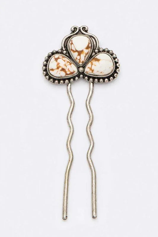 Genuine Stone Western Iconic Hair Stick - Western Grace Collective