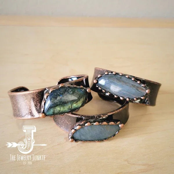 Genuine Natural Labradorite Cuff Bracelet - Western Grace Collective