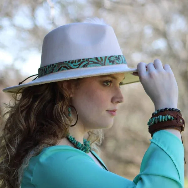 Natural Turquoise Stretch Bracelet w/ Indian Charm - Western Grace Collective