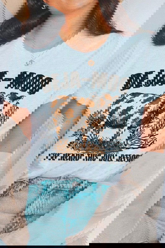 Deja Moo Bull Western Cow Graphic T Shirts - Western Grace Collective