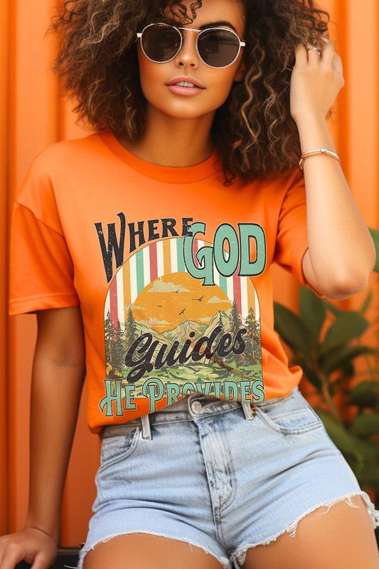 God Guides Provides Christian Graphic T Shirts - Western Grace Collective