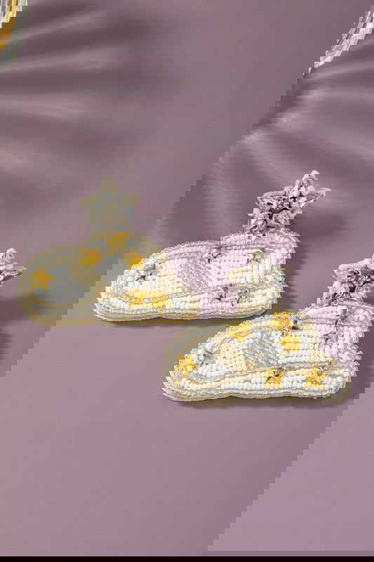 Hand sewn seed bead cowboy hat earrings - Western Grace Collective