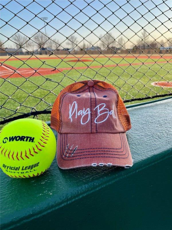 Play Ball Embroidered Trucker Hat - Western Grace Collective
