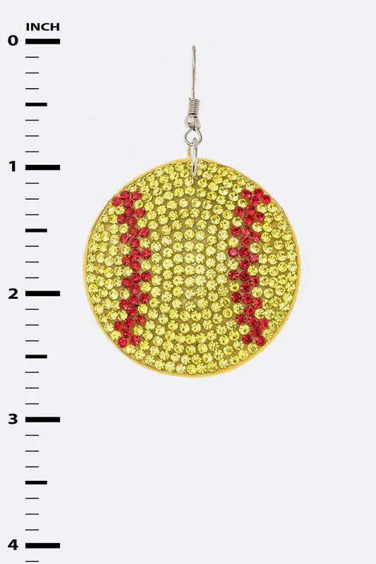 Rhinestone Softball Pillow Earrings - Western Grace Collective