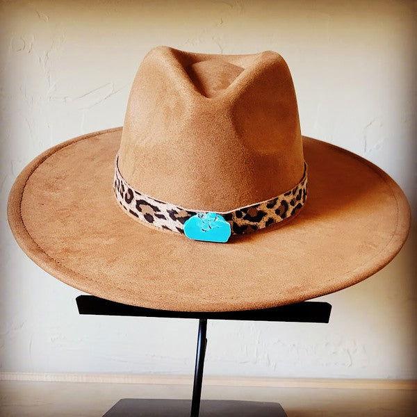 Bornea Leopard hat Band Only w/ Turquoise Slab - Western Grace Collective