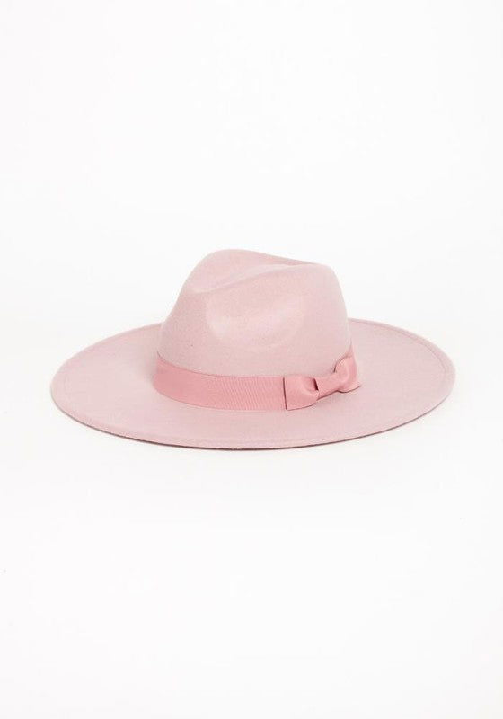 WIDE BRIM RIBBON FEDROA HAT - Western Grace Collective