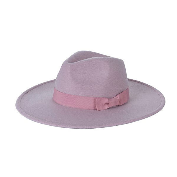 WIDE BRIM RIBBON FEDROA HAT - Western Grace Collective