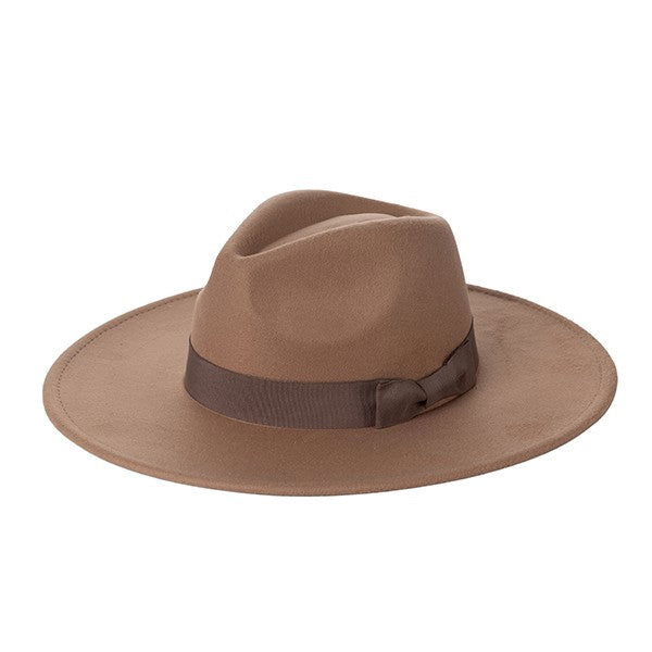 WIDE BRIM RIBBON FEDROA HAT - Western Grace Collective
