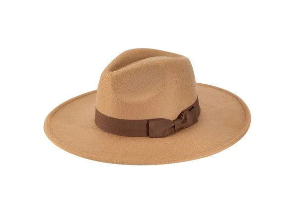 WIDE BRIM RIBBON FEDROA HAT - Western Grace Collective