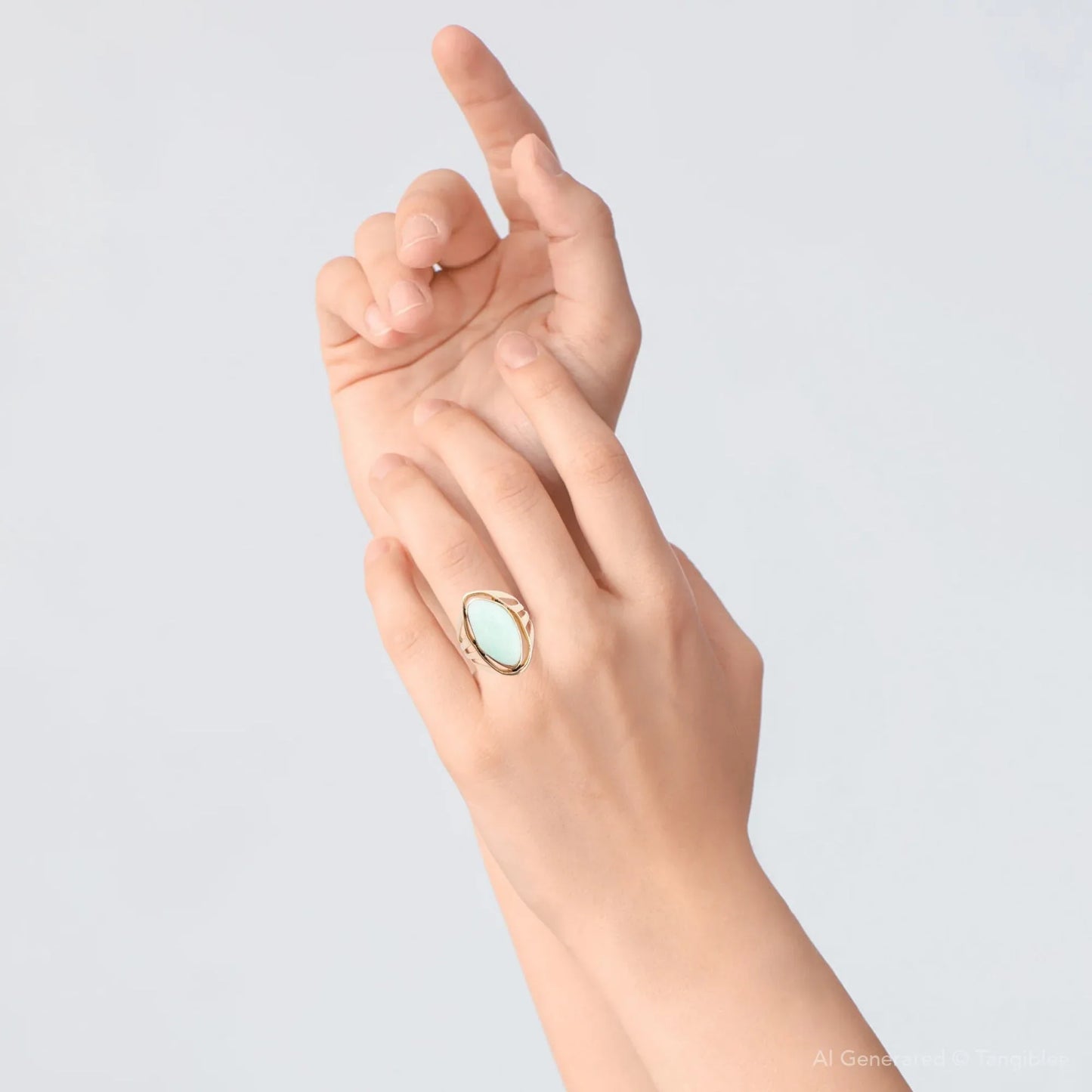 Abstract Green Chrysoprase and Golden Ring - Western Grace Collective