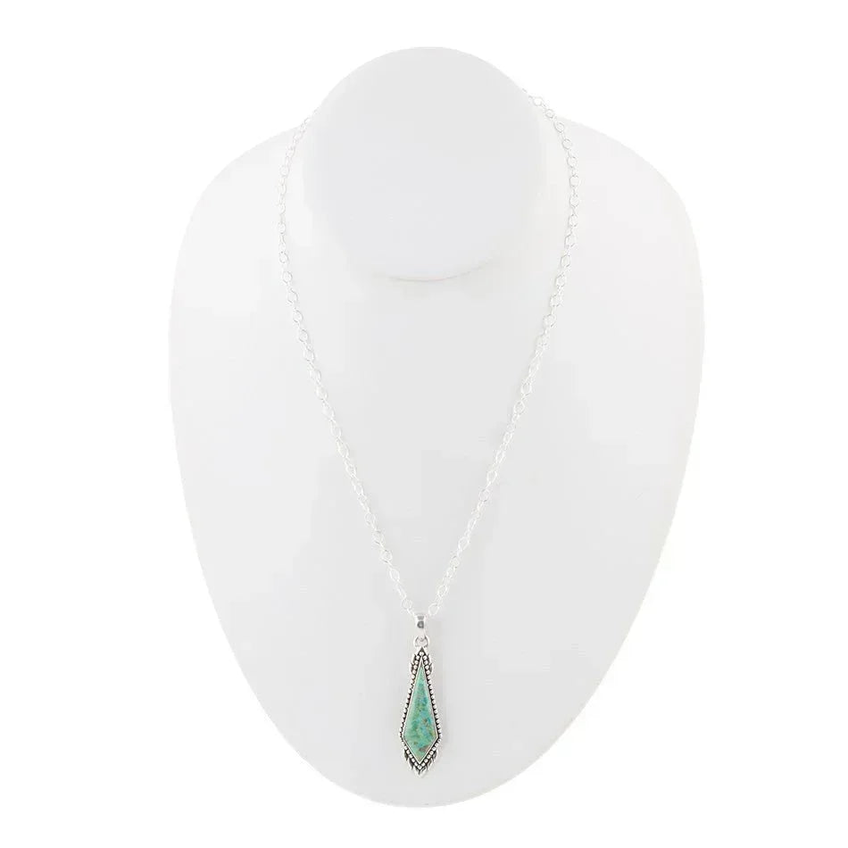 Anemone Long Diamond Turquoise and Sterling Silver Necklace - Western Grace Collective