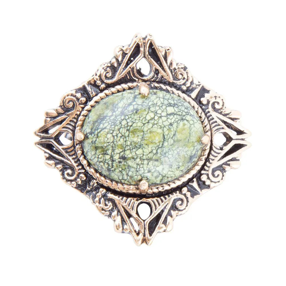 Aspen Green Serpentine Golden Statement Ring - Western Grace Collective