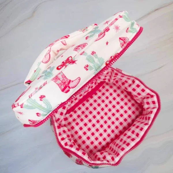 Western Whimsy Travel Cosmetic Case With Handle - Western Grace Collective