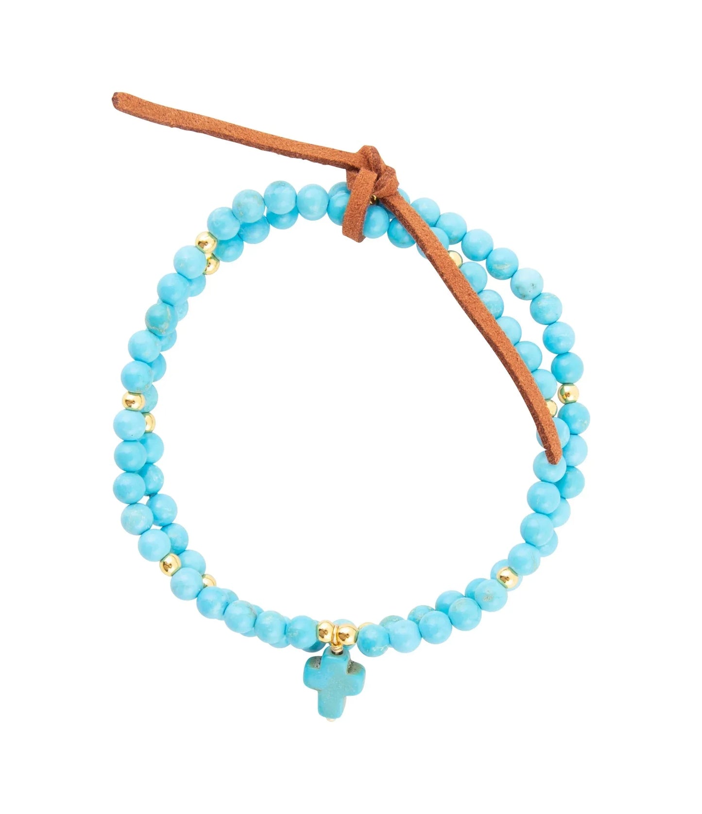 Blue Magnesite Golden Charm Stretch Bracelet Set - Western Grace Collective