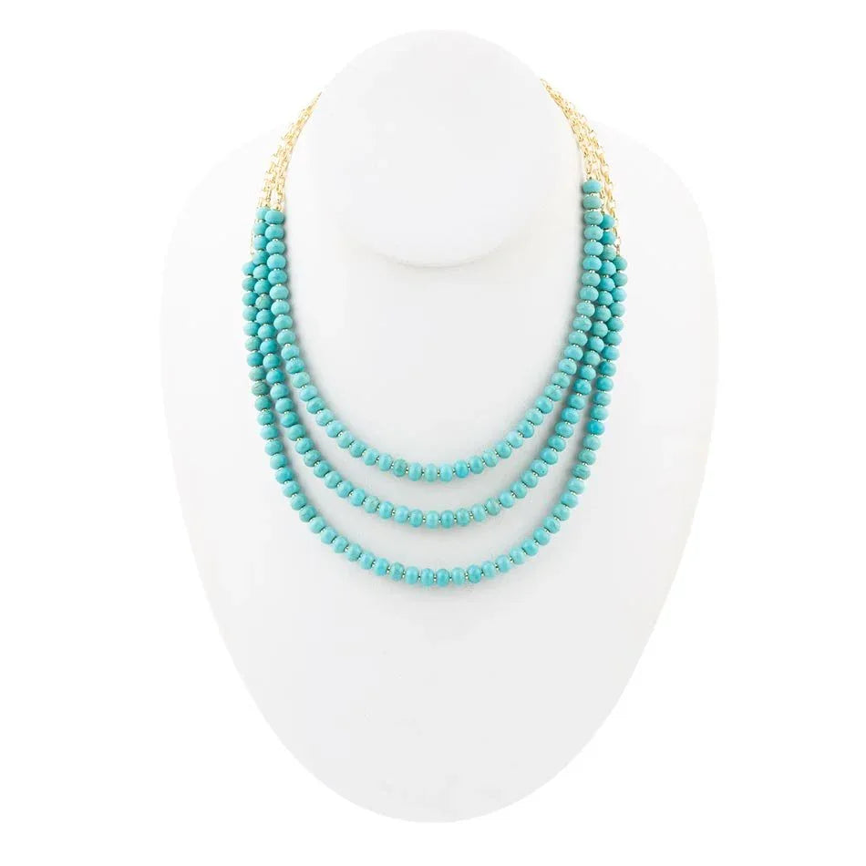 Blue Turquoise Magnesite Golden Necklace - Western Grace Collective
