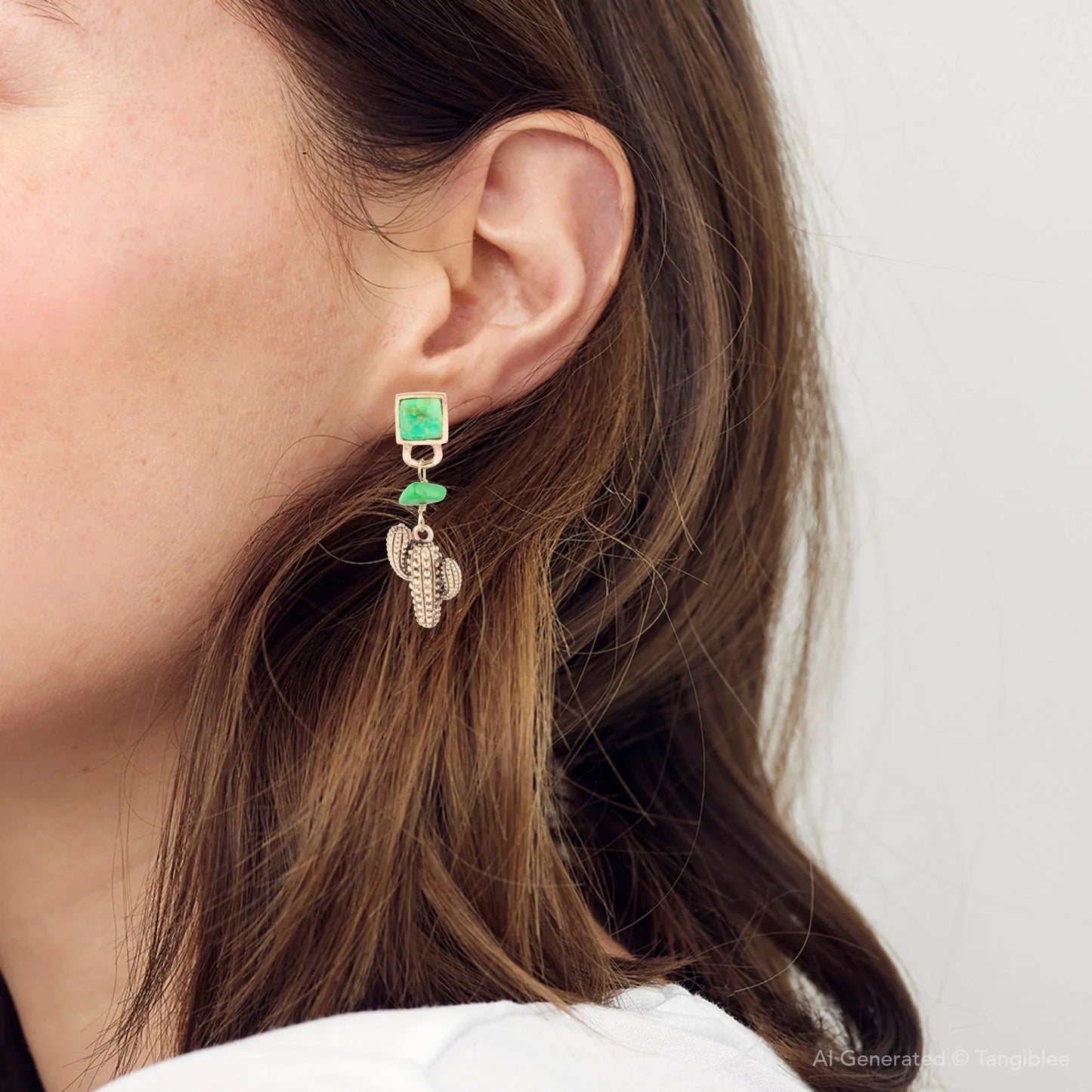 Charmed Cactus Lime Green Turquoise Post Earrings - Western Grace Collective
