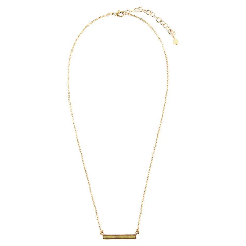 Dainty Green Aventurine Bar Necklace - Western Grace Collective
