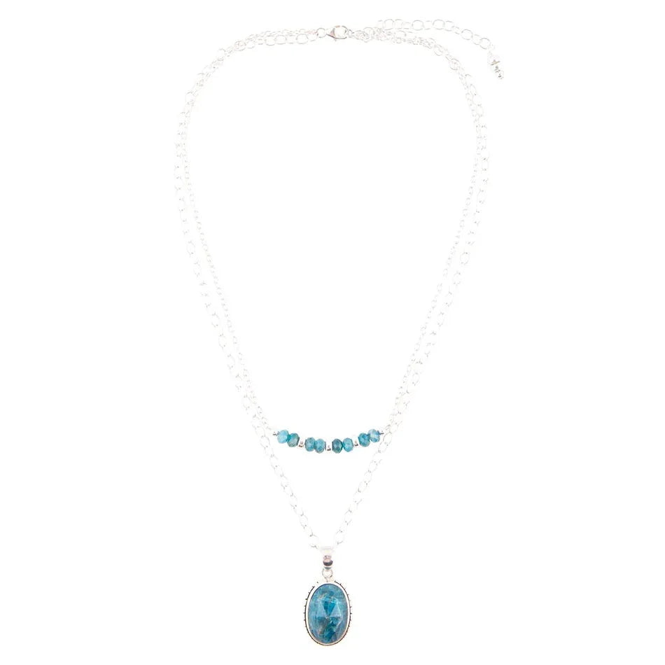 Layered Blue Apatite and Sterling Silver Necklace - Western Grace Collective