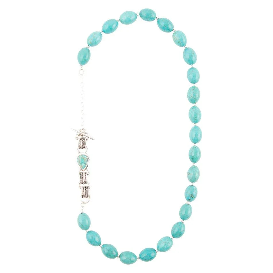 Linked Sterling Blue Turquoise Nugget Necklace - Western Grace Collective