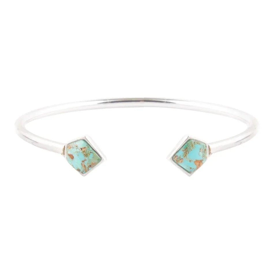 Mirror Image Blue Turquoise and Sterling Silver Cuff Bracelet - Western Grace Collective