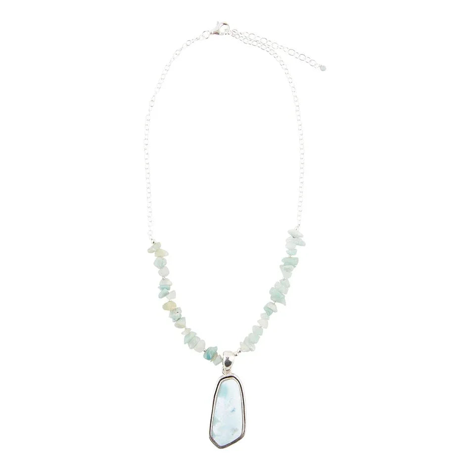 Natural Wonders Blue Larimar and Sterling Silver Necklace - Western Grace Collective