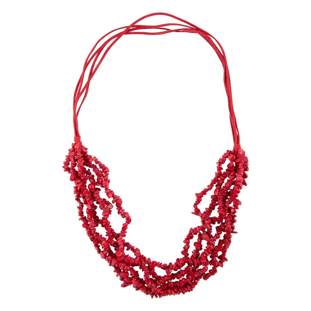 Six Strand Red Magnesite Necklace - Western Grace Collective