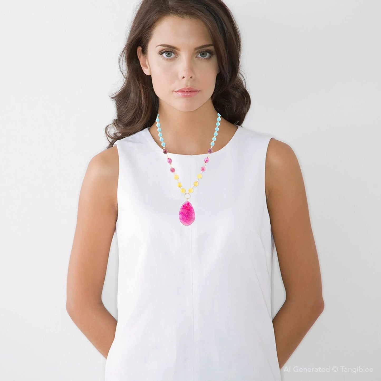 St. Augustine Pink Agate Golden Pendant Necklace - Western Grace Collective