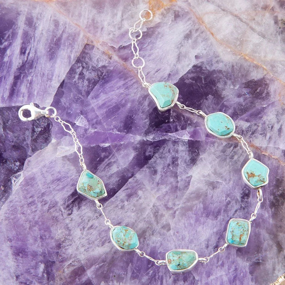 Turquoise and Sterling Silver Line Bracelet - Western Grace Collective