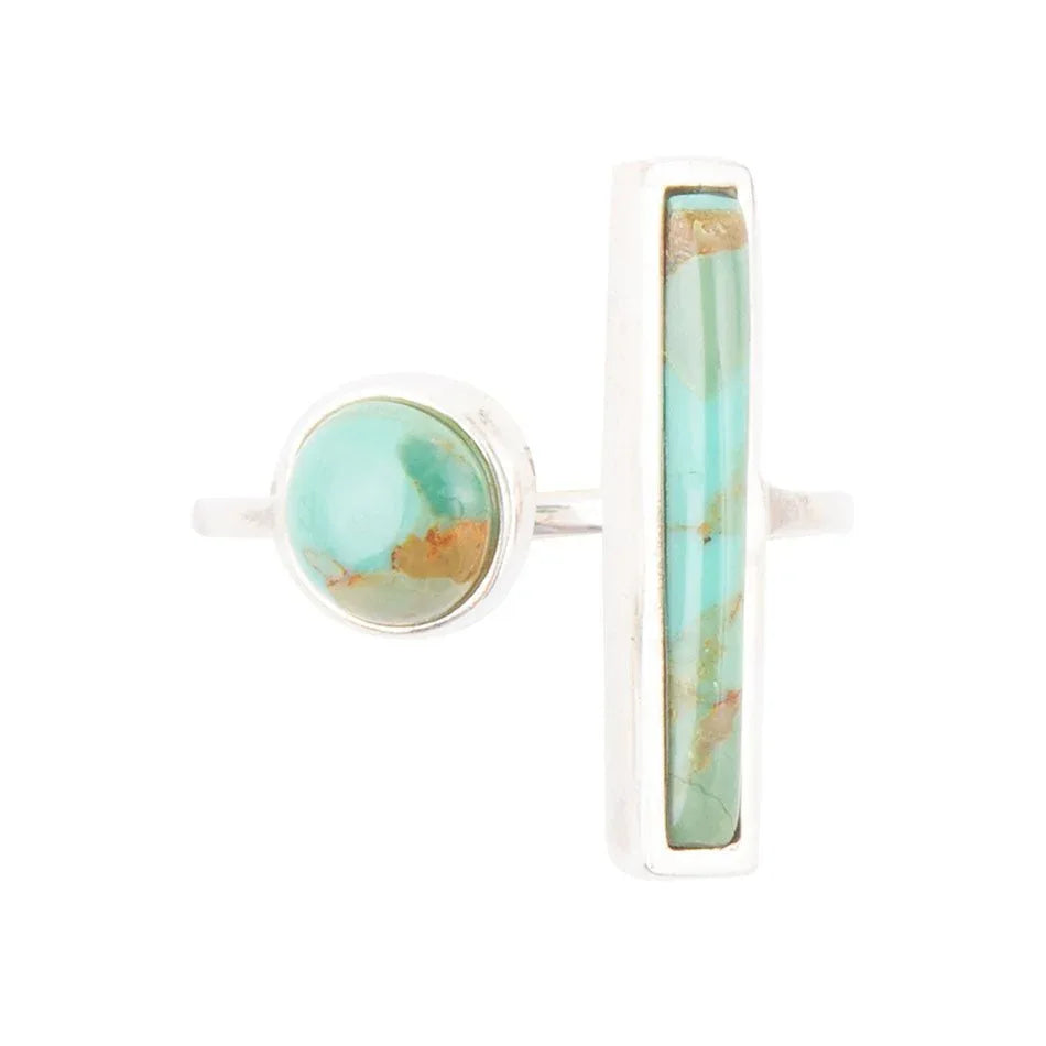 Blue Turquoise Size Adjustable Sterling Silver Ring - Western Grace Collective