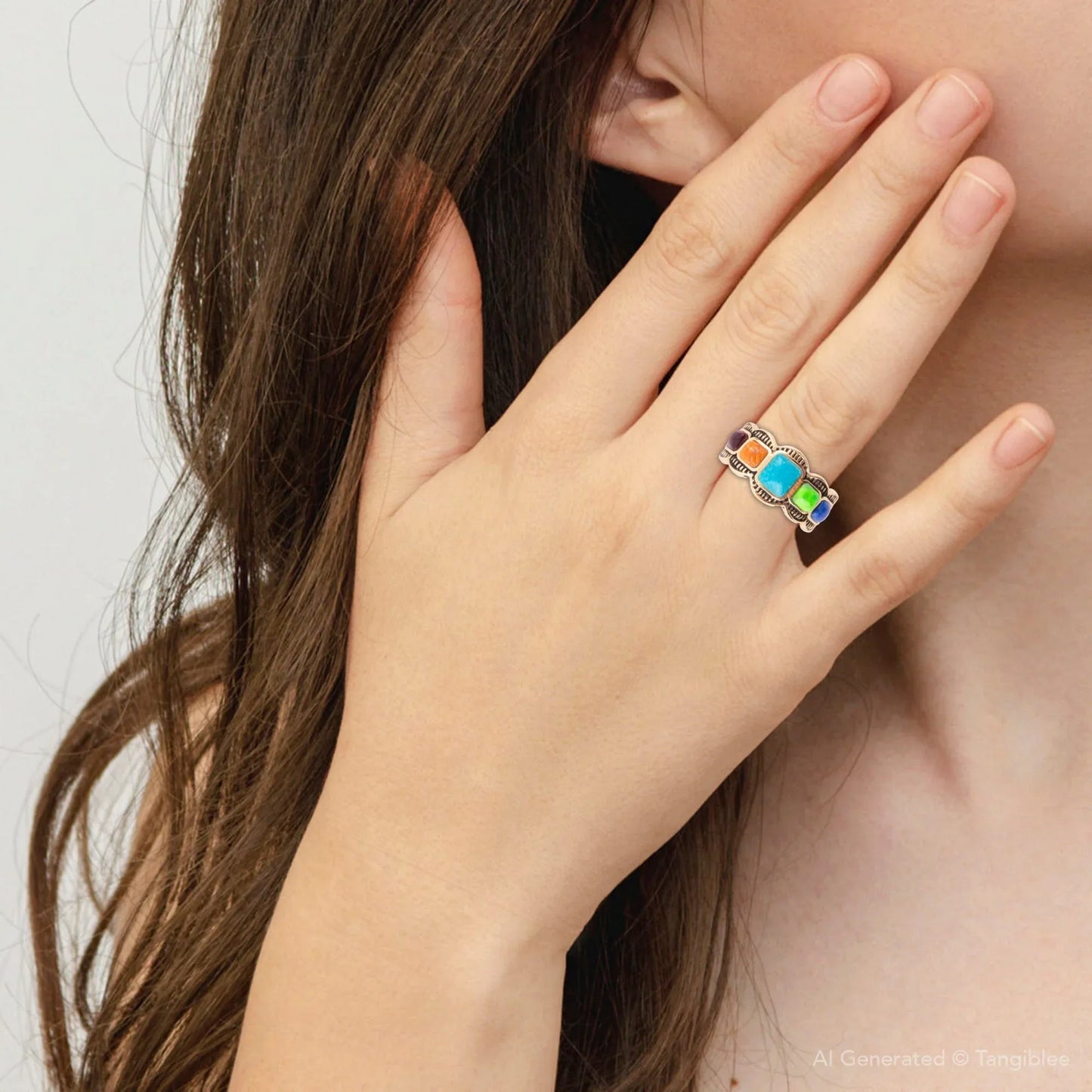 Zion Blue Turquoise Colorful Golden Ring - Western Grace Collective