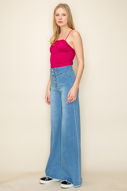 Wide leg, denim pants,  jeans, western