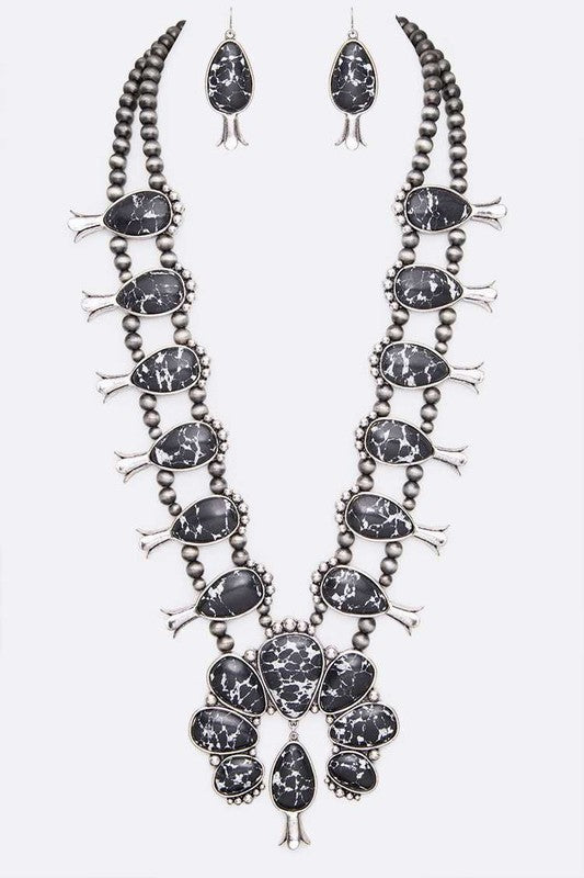 Squash Blossom Statement Western Necklace Set