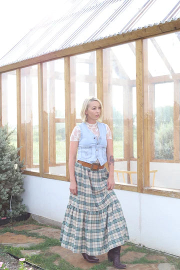 GREEN PLAID FLANNEL SKIRT-PREORDER