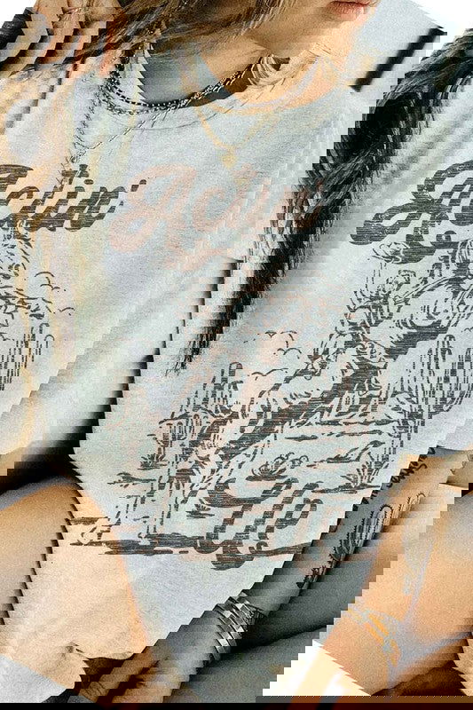 ACTIN UP WESTERN COWGIRL GRAPHIC TEE - Western Grace Collective