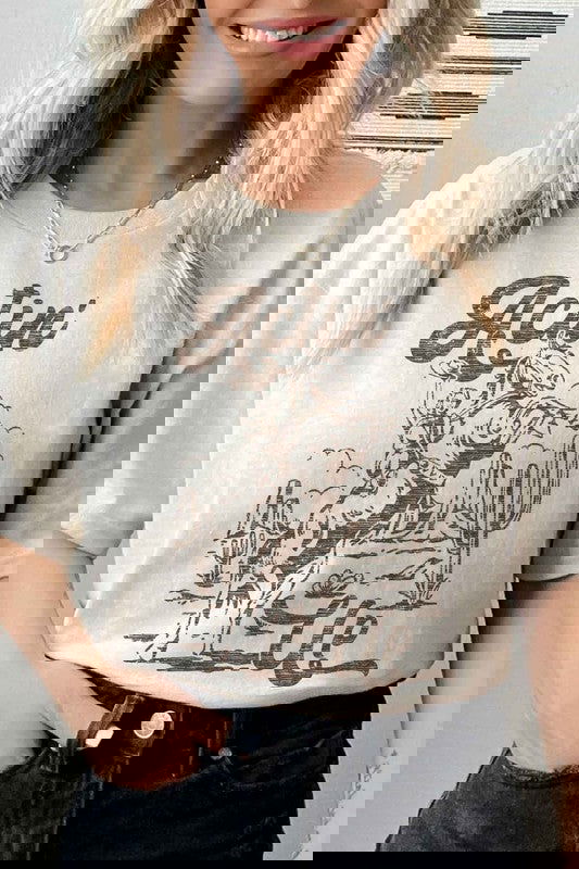 ACTIN UP WESTERN COWGIRL GRAPHIC TEE - Western Grace Collective