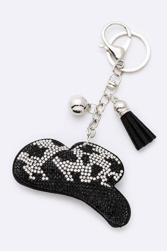 Cow Print Cowboy Hat Stone Pillow Key Chain - Western Grace Collective