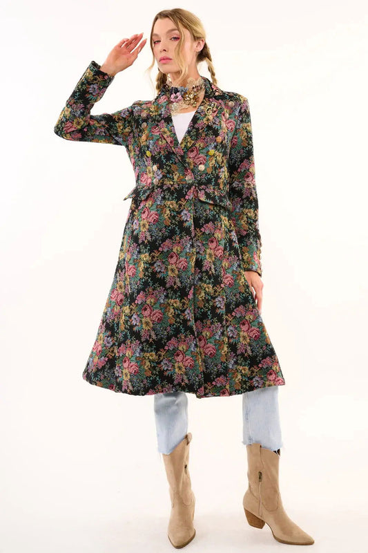 Enchanted Nature Jacquard Coat - Western Grace Collective