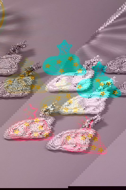 Hand sewn seed bead cowboy hat earrings - Western Grace Collective
