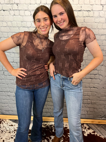 Lace Short Sleeve Top