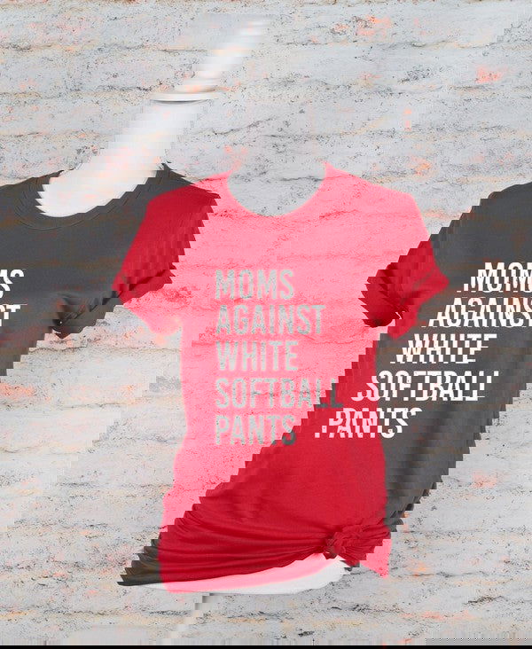 Moms Against White Softball Pants Boutique Tee - Western Grace Collective