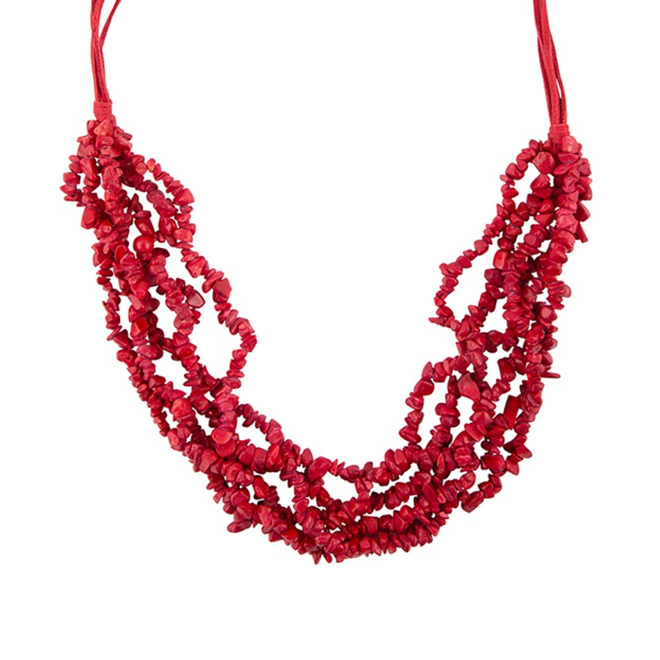 Six Strand Red Magnesite Necklace