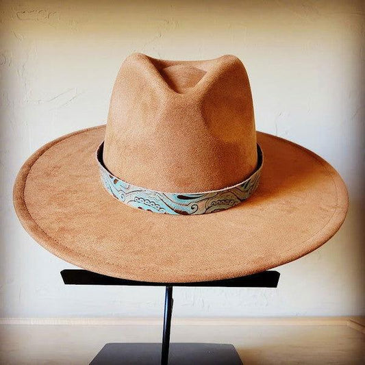 Napolis Turq Brown Embossed Leather Hat BanOnly - Western Grace Collective