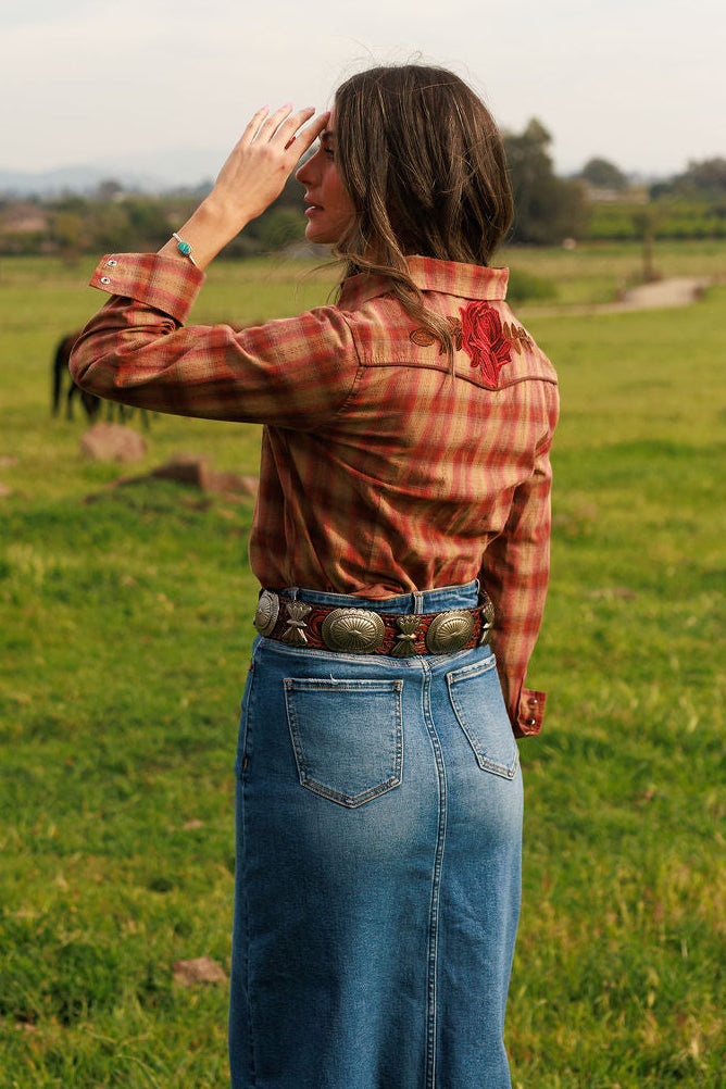 Pretty Plaid Cowboy Button Up